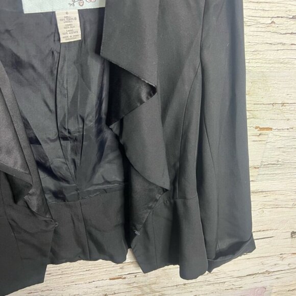 Tabitha for Anthropologie Ruffled Blazer black silk  blend size 6 - Picture 3 of 8